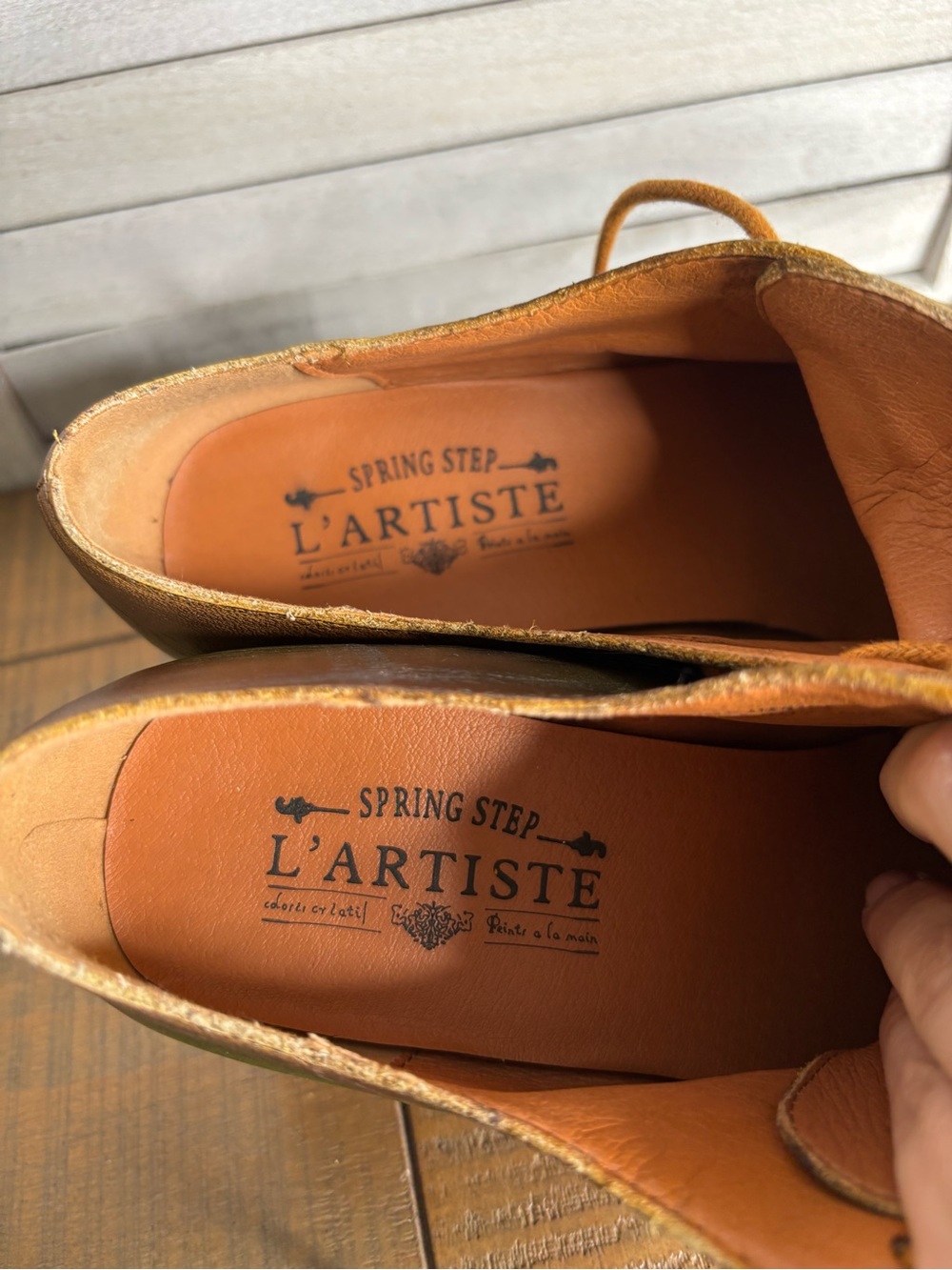 Spring Step L'Artiste Brown Green Ombre Leather Lace Up Oxford Heels Size 41 - Picture 11 of 16